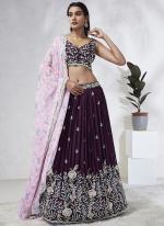 Poly Georgette Burgundy Wedding Wear Sequinned Lehenga Choli